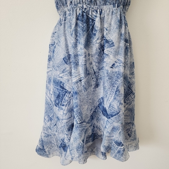 L'AGENCE Leonie Denim-Inspired Off Shoulder Silk Mini dress Size Small - Picture 8 of 15